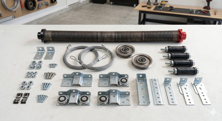 Garage door cables, drums, and torsion spring hardware